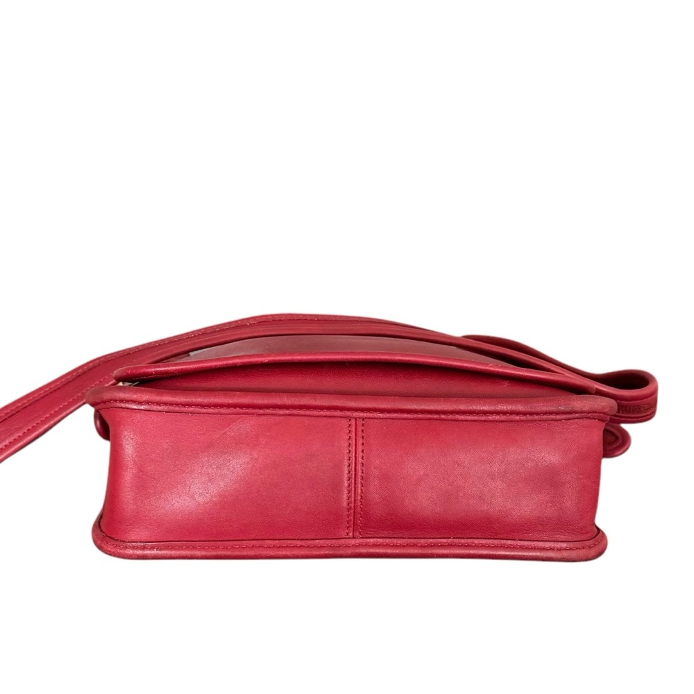 Rare Coach Vintage Red Leather Flap Bag Messenger Y2K Shoulder Bag Crossbody - Picture 12 of 17